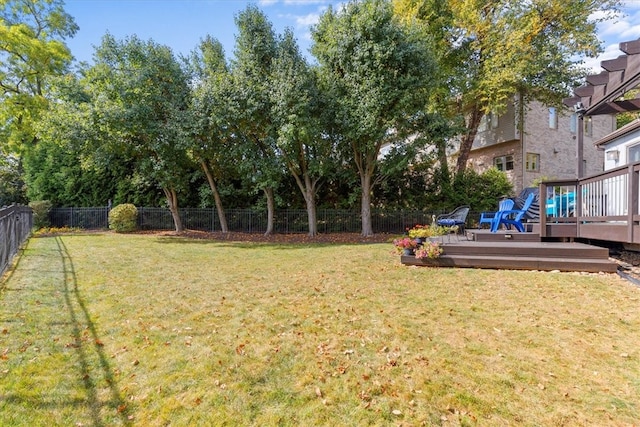 view of yard featuring a deck