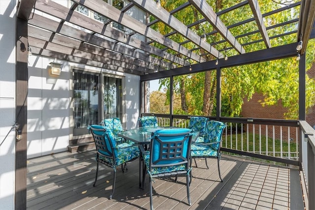 deck featuring a pergola