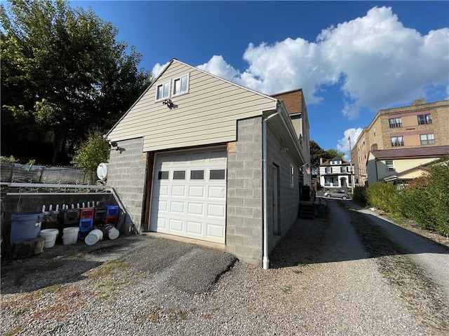 view of garage