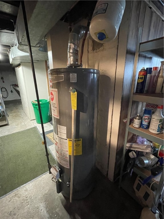 utility room with gas water heater