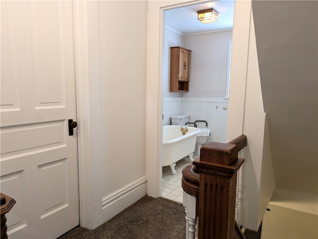 bathroom with toilet and a bathing tub