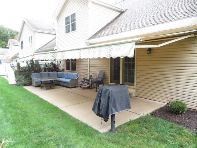 view of patio / terrace featuring an outdoor hangout area and grilling area