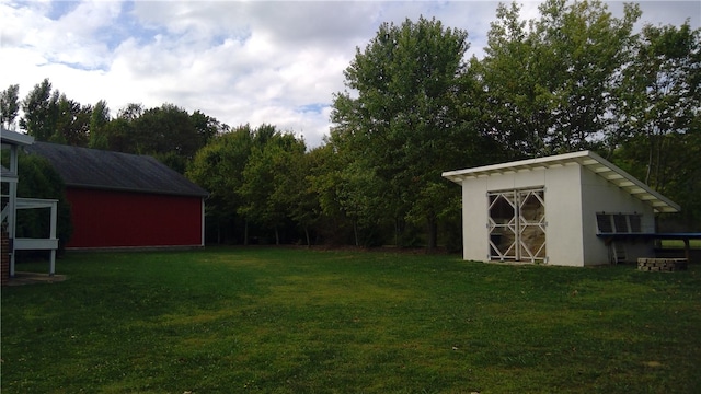 view of yard with an outbuilding