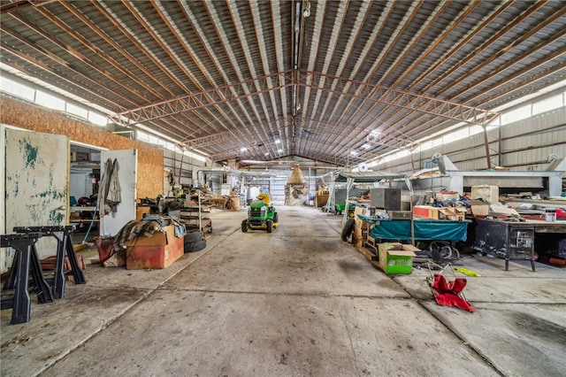 garage featuring a workshop area