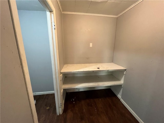 2323 Patterson Ave, Swissvale, PA 15218 - detailed view of crown molding, wood finished floors, and baseboards