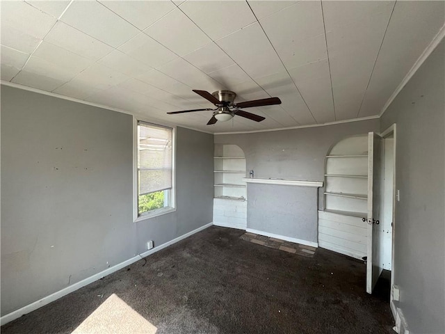 2323 Patterson Ave, Swissvale, PA 15218 - unfurnished bedroom with carpet flooring, crown molding, baseboards, and a ceiling fan