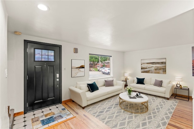 living room featuring light hardwood / wood-style floors