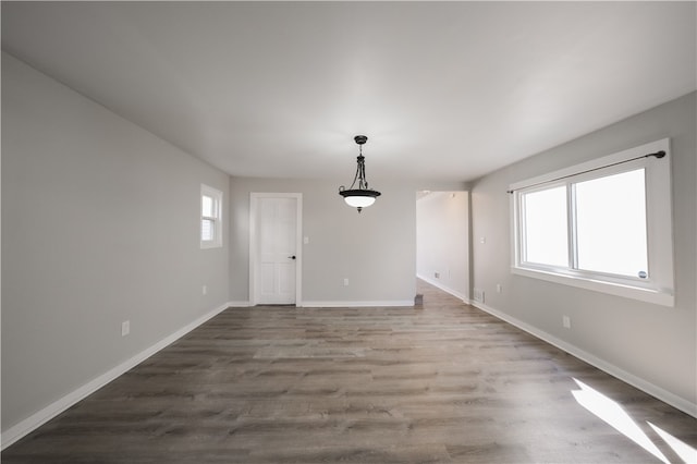 interior space featuring a wealth of natural light and hardwood / wood-style flooring