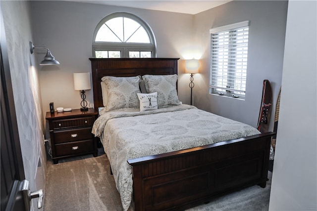 bedroom featuring carpet flooring and multiple windows