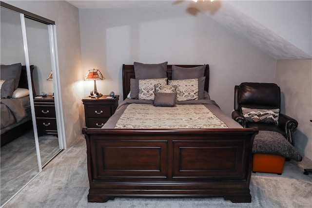 carpeted bedroom with a closet