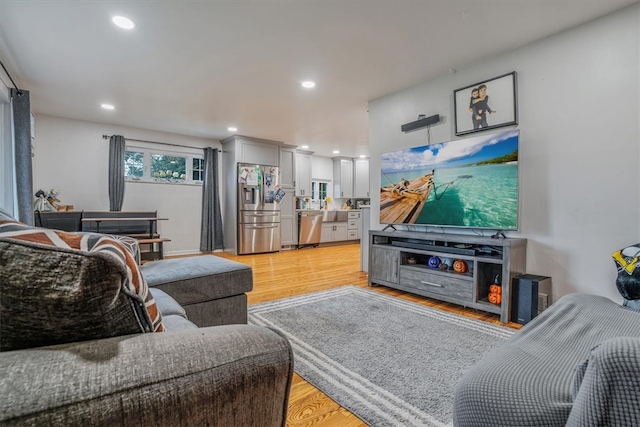 living room featuring light hardwood / wood-style flooring