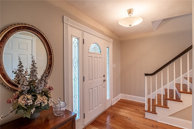 entryway with light wood-type flooring