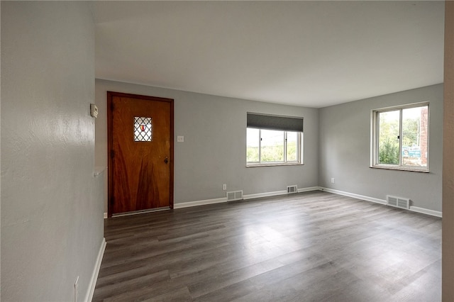 foyer entrance featuring dark hardwood / wood-style floors