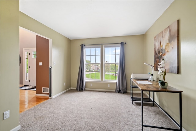 office space featuring light hardwood / wood-style floors