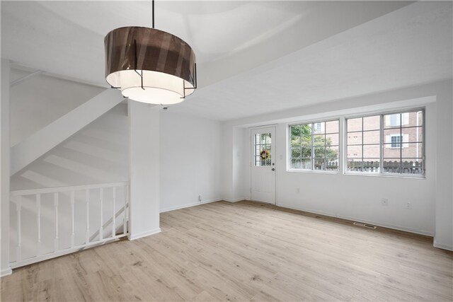 interior space with light hardwood / wood-style floors