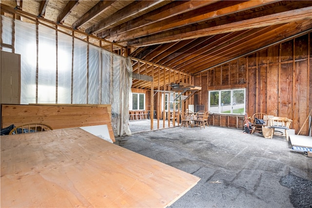 misc room featuring lofted ceiling