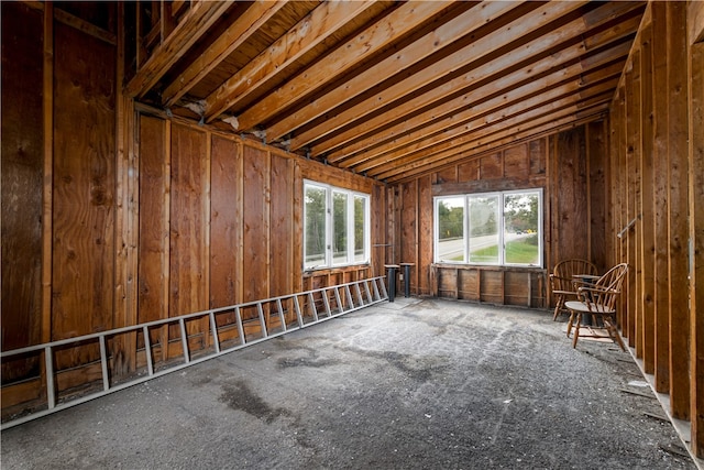 misc room with lofted ceiling