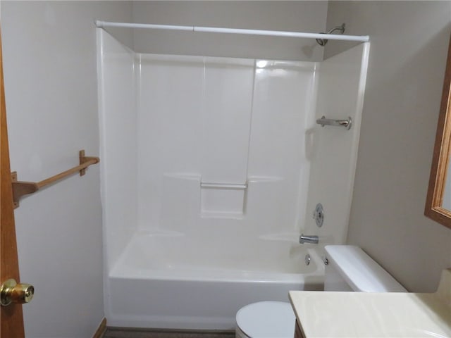 full bathroom featuring vanity, toilet, and shower / bath combination