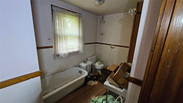 bathroom with a tub and toilet