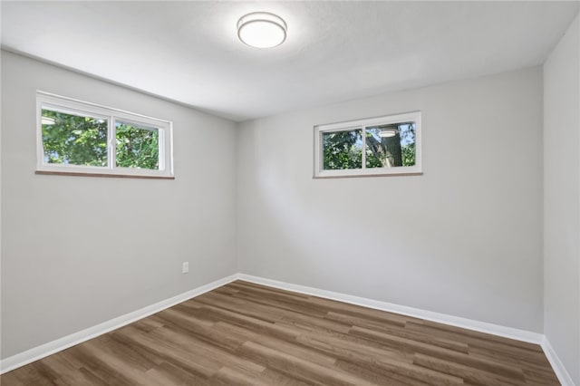 unfurnished room with wood-type flooring and plenty of natural light