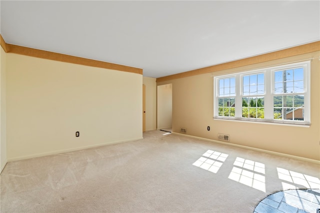 unfurnished room with light colored carpet