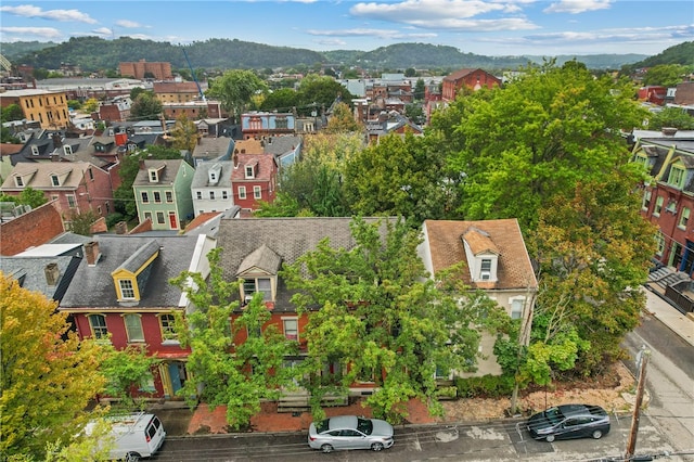 bird's eye view with a mountain view