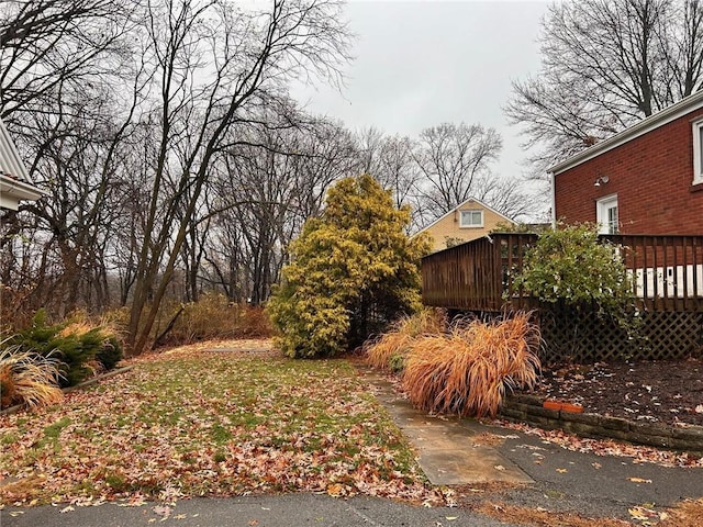 view of yard featuring a deck