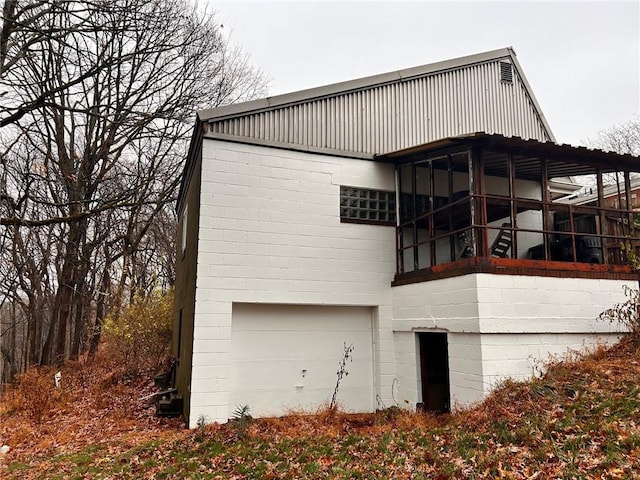 view of home's exterior featuring a garage