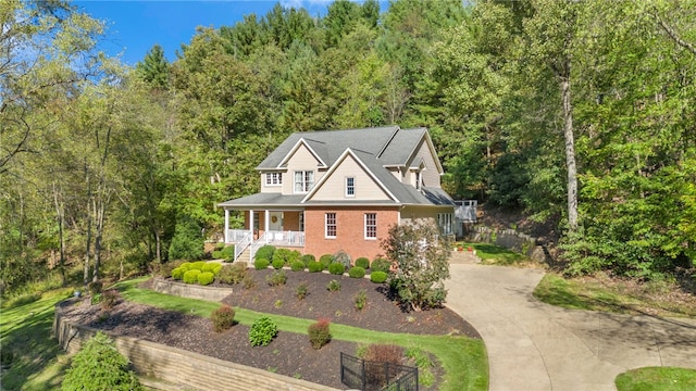 view of front of home featuring covered porch