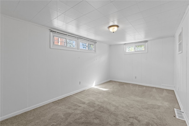 basement with carpet floors