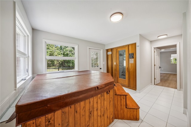 kitchen with light tile patterned floors