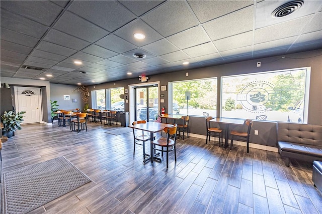 3740 Milligantown Rd, Upper Burrell, PA 15068 - dining space featuring wood finished floors, a drop ceiling, and recessed lighting