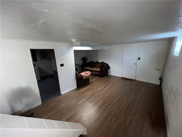 interior space with wood-type flooring and a closet