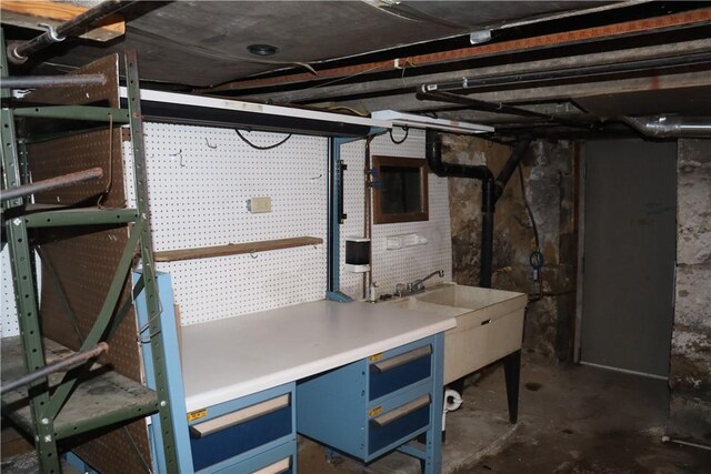 basement with sink