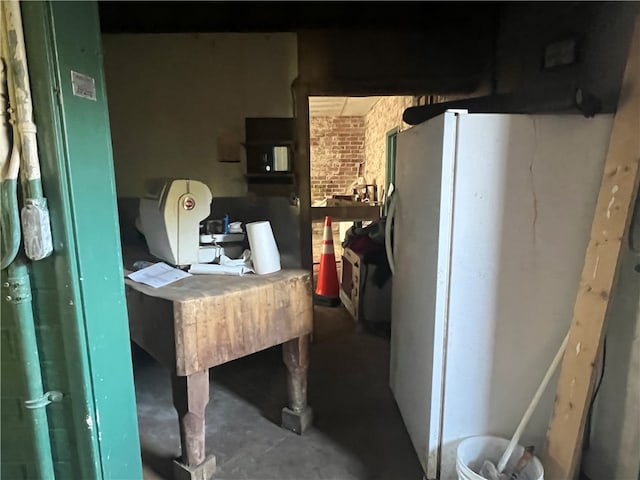 interior space featuring white fridge