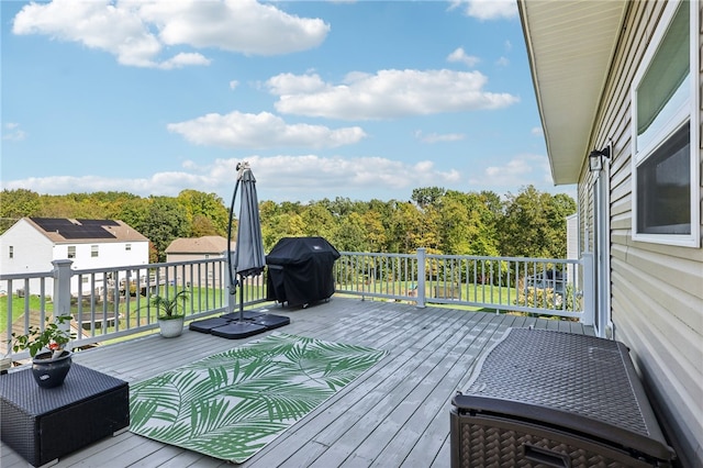 deck featuring grilling area