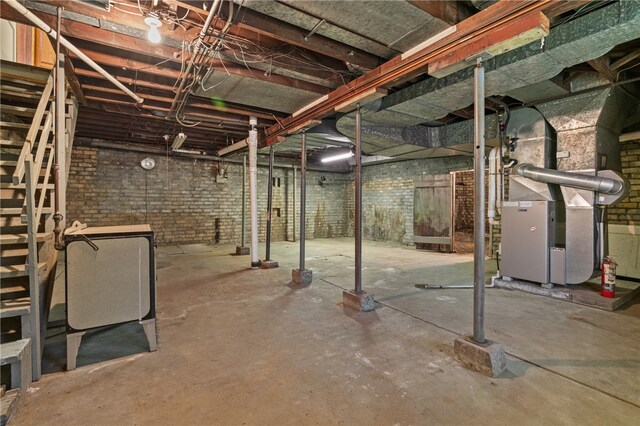 basement with heating unit