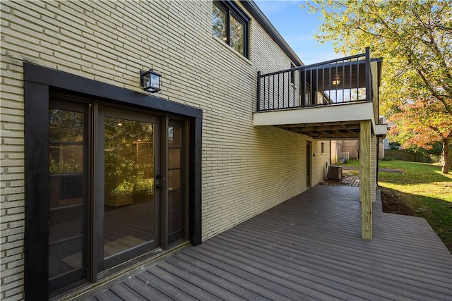 wooden terrace with cooling unit