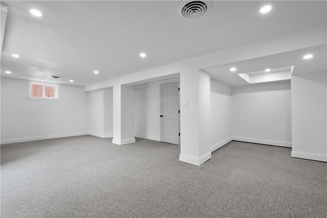 basement with carpet