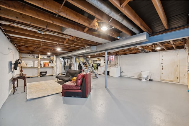 basement with separate washer and dryer