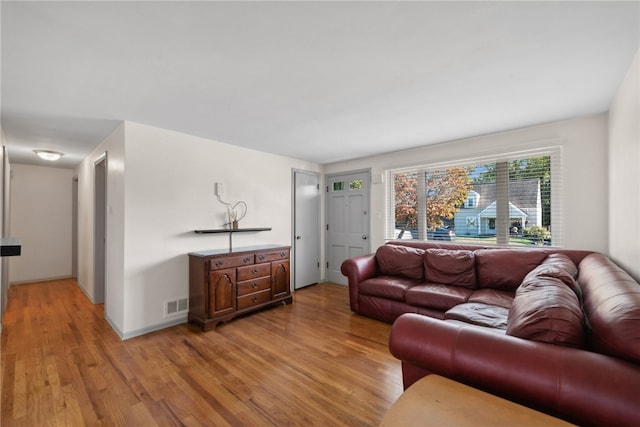 living room featuring light wood-type flooring