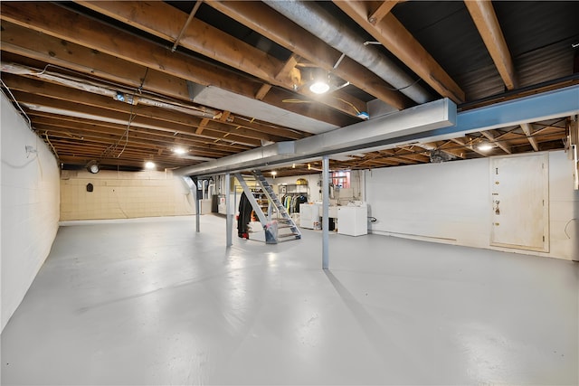 basement with washer and dryer