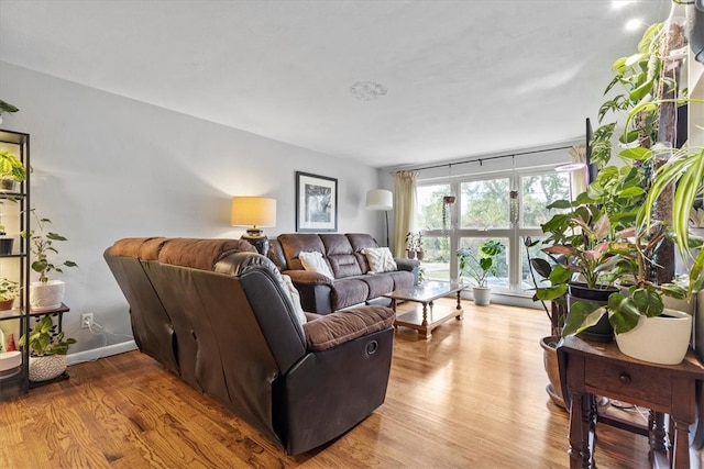 living room with light hardwood / wood-style floors