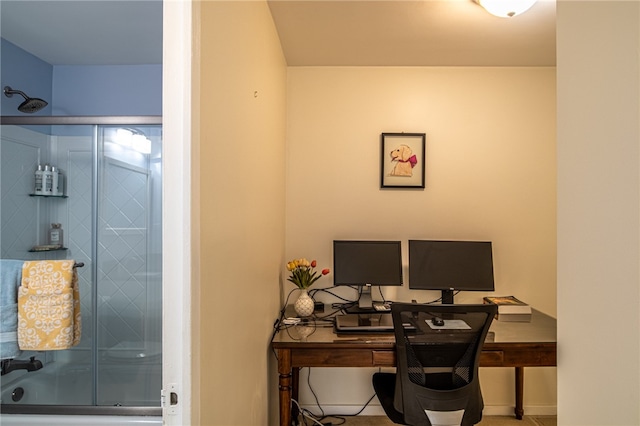 view of tiled home office