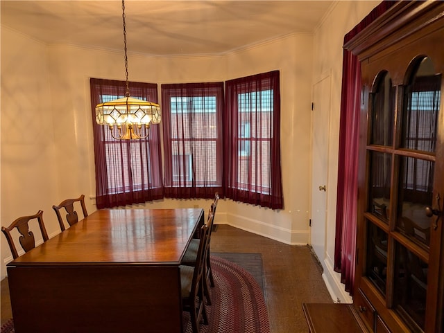 dining room with a chandelier