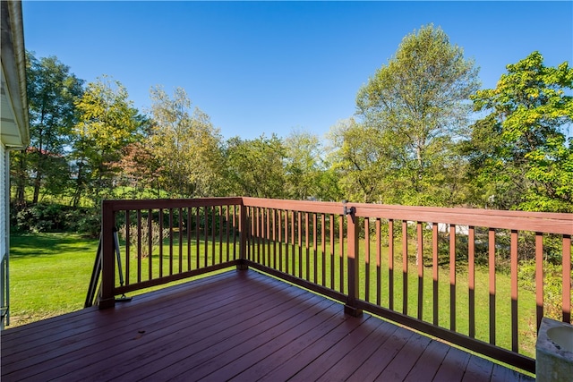 deck with a lawn