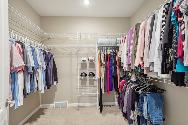 spacious closet with carpet