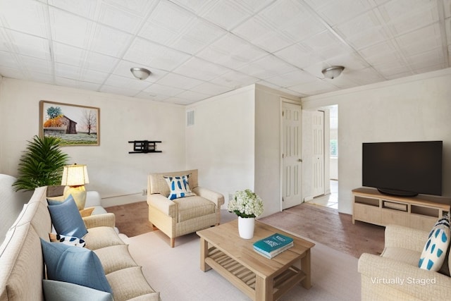 living room with carpet floors