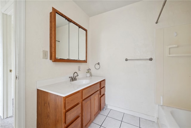 bathroom with vanity and tile patterned floors