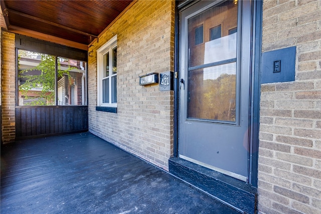 exterior space with wooden ceiling